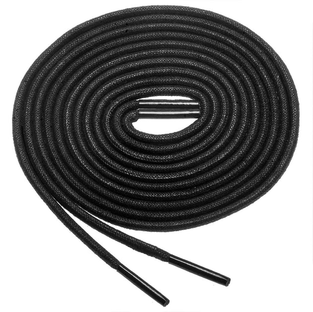 Birch’s 3/32” Thin Premium Round Waxed Cotton Dress Shoelaces Black lacetec