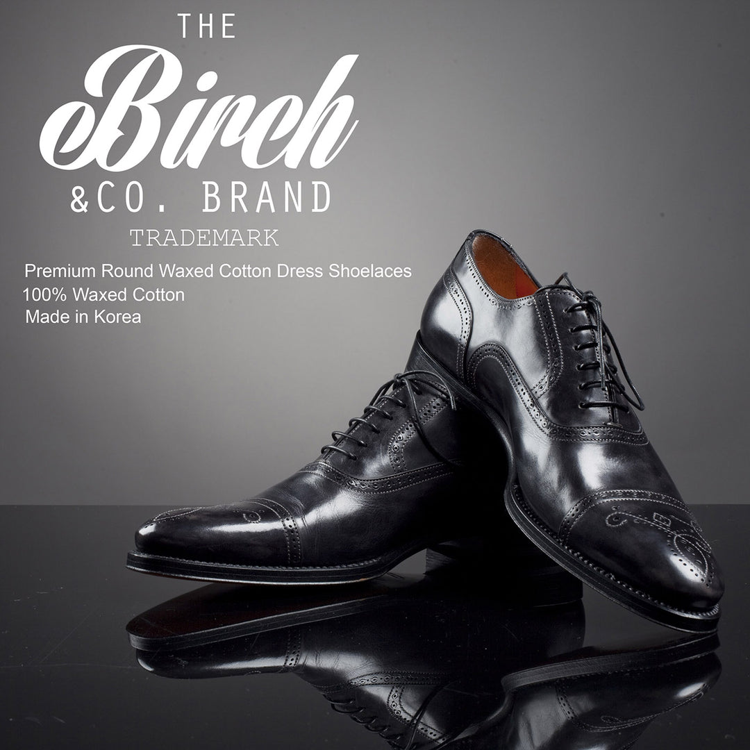 Birch 3/32” Thin Premium Round Waxed Cotton Dress Shoelaces