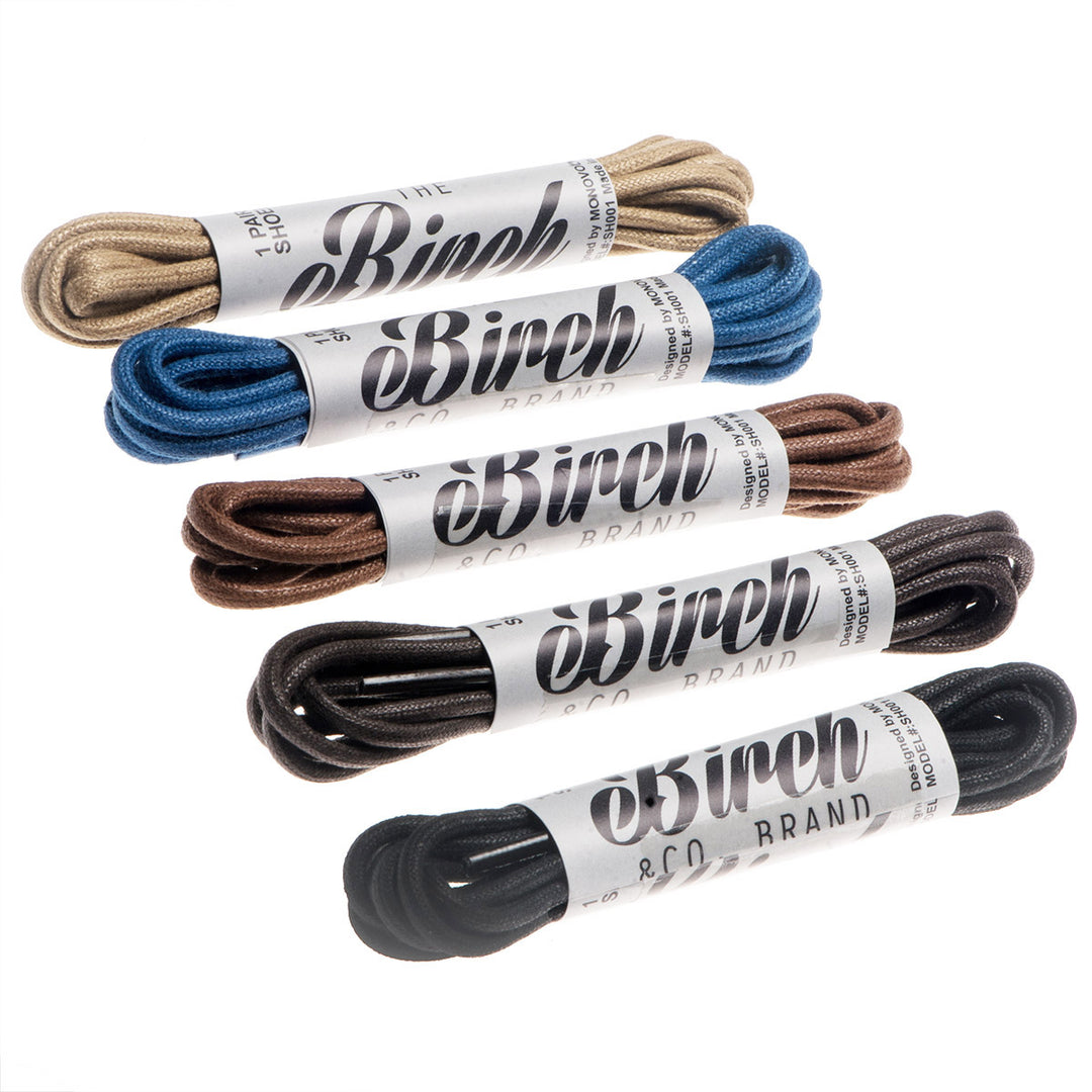 Birch’s 3/32” Thin Premium Round Waxed Cotton Dress Shoelaces