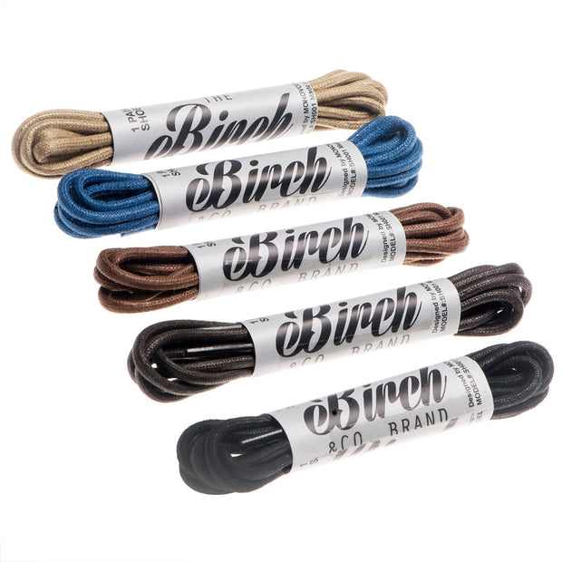 Birchs 3/32 Thin Premium Round Waxed Cotton Dress Shoelaces - Light Brown Birchs 3/32 Thin Premium Round Waxed Cotton Dress Shoelaces - Light Brown