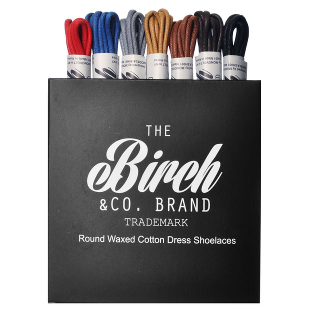 Birch 3/32 Thin Premium Round Waxed Cotton Dress Shoelaces - 7 Pairs lacetec Birch 3/32 Thin Premium Round Waxed Cotton Dress Shoelaces - 7 Pairs lacetec