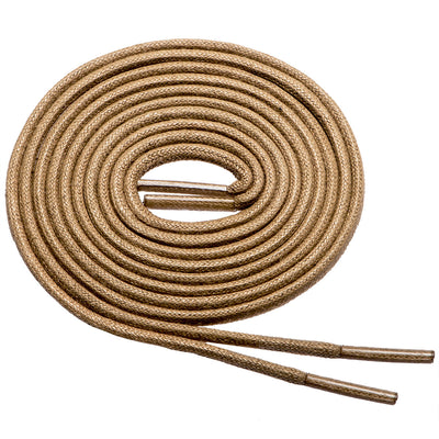 Birch’s 3/32” Thin Premium Round Waxed Cotton Dress Shoelaces - Tan